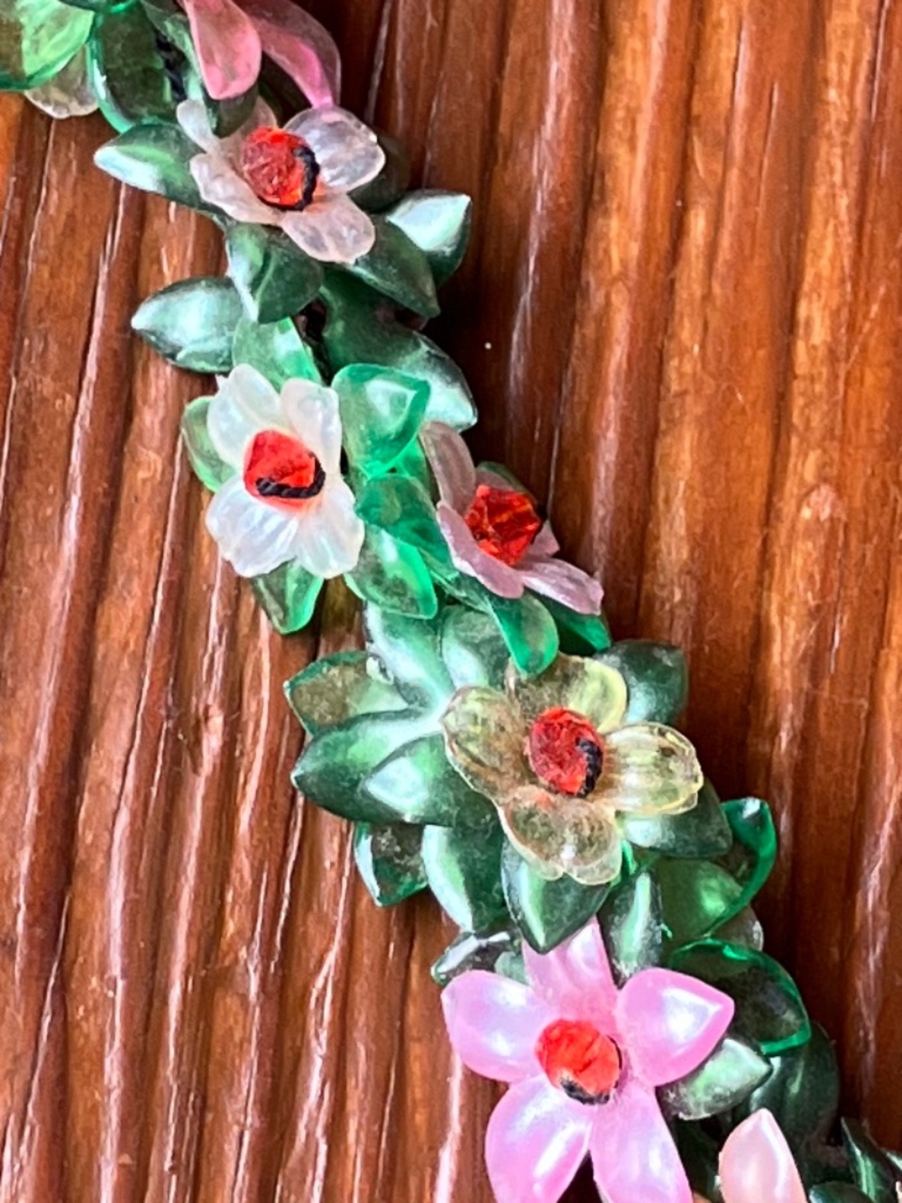 Whimsical 3D Flower & Leaf Beaded Statement Bracelet - Picture 8 of 12